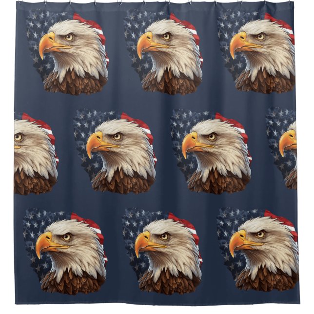 American Flag Bald Eagle Shower Curtain (Front)