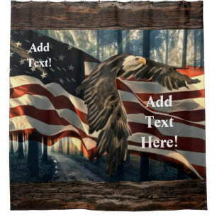 American Flag Bald Eagle Shower Curtain