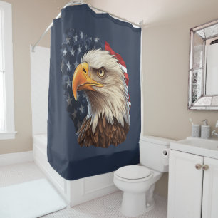 American Flag Bald Eagle Shower Curtain