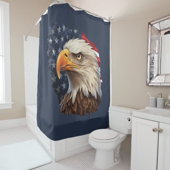 American Flag Bald Eagle Shower Curtain (In Situ)