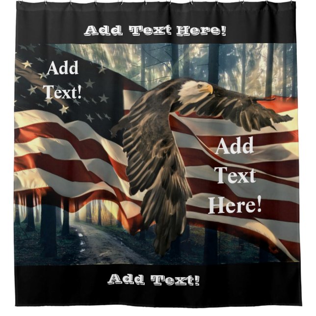 American Flag Bald Eagle Shower Curtain (Front)