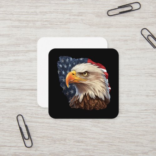 American Flag Bald Eagle Square Business Card