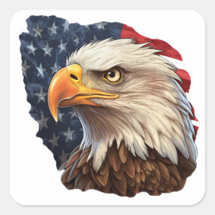 American Flag Bald Eagle Square Sticker