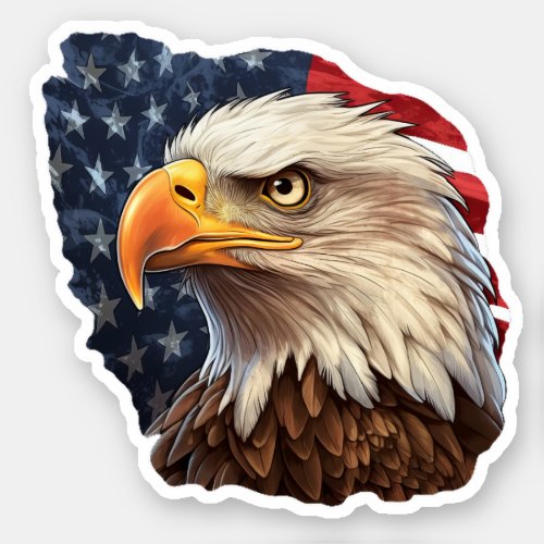 American Flag Bald Eagle Sticker