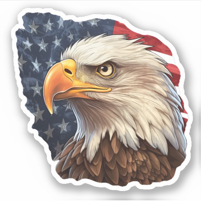 American Flag Bald Eagle Sticker (Front)