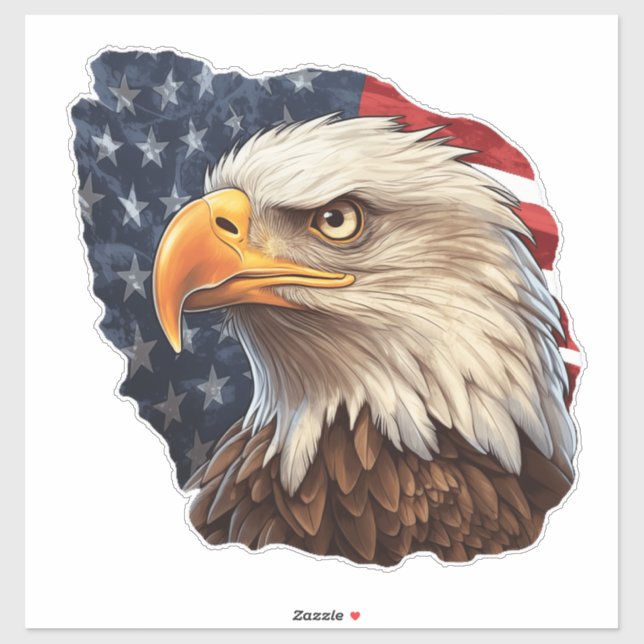 American Flag Bald Eagle Sticker (Sheet)