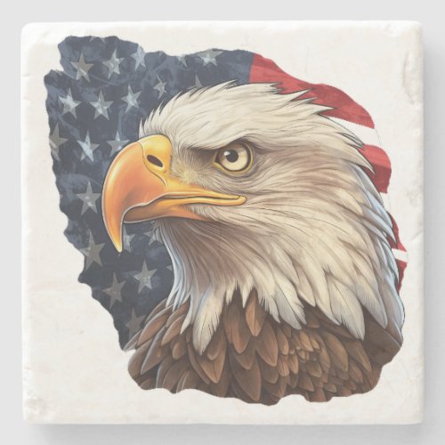 American Flag Bald Eagle Stone Coaster