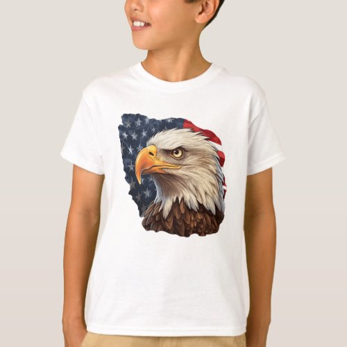 American Flag Bald Eagle T_Shirt