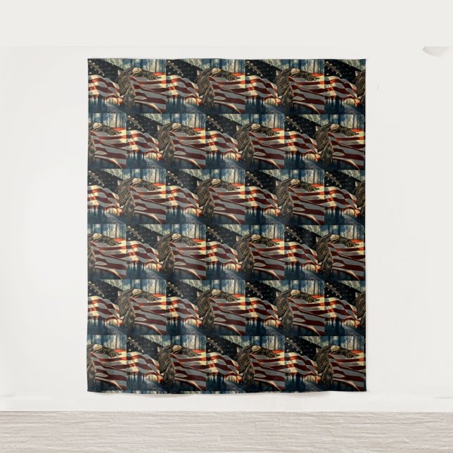 American Flag Bald Eagle Tapestry (Front)