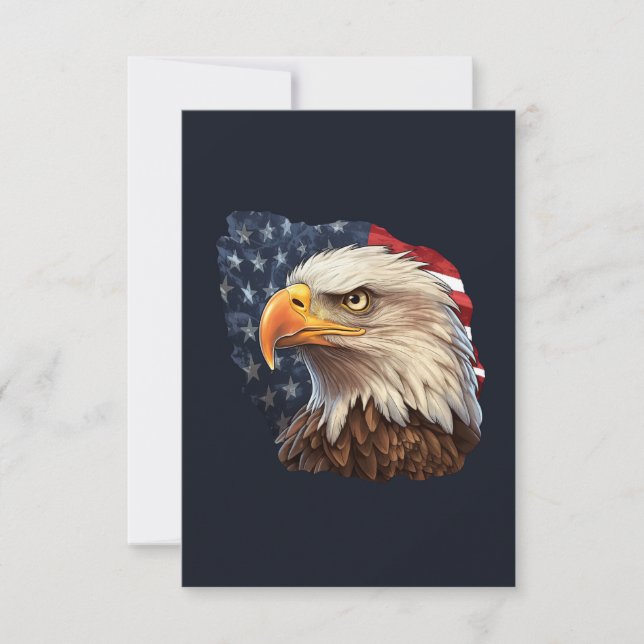 American Flag Bald Eagle Thank You Card (Front)
