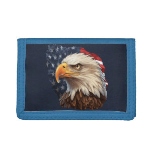 American Flag Bald Eagle Tri-fold Wallet