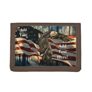 American Flag Bald Eagle Tri-fold Wallet