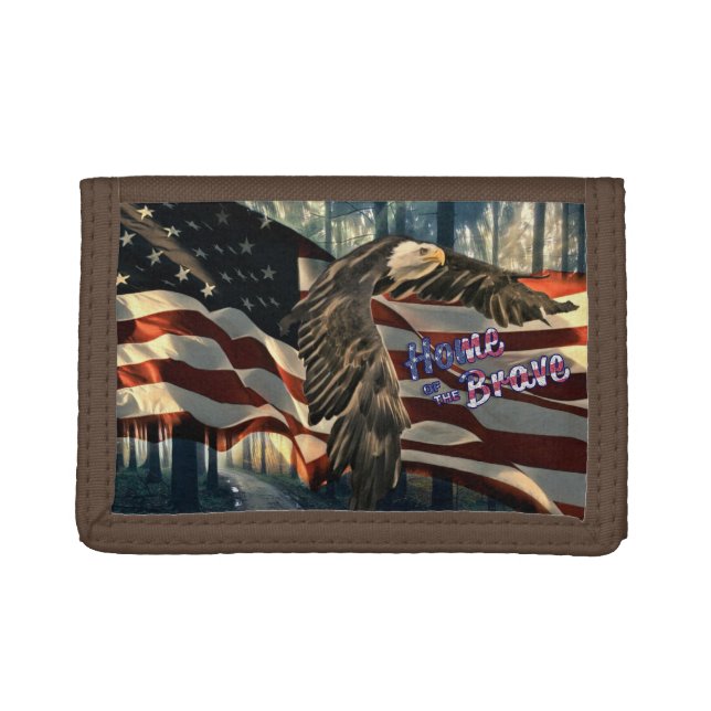 American Flag Bald Eagle Trifold Wallet (Front)