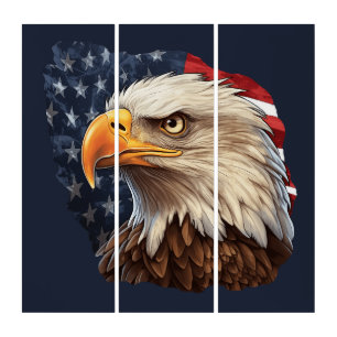 American Flag Bald Eagle Triptych