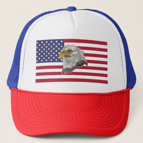 American Flag Bald Eagle  Trucker Hat