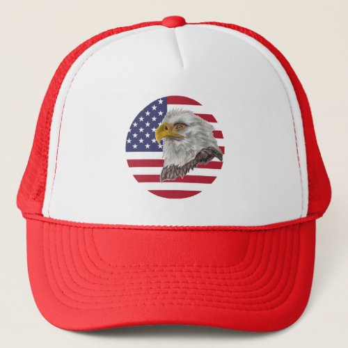 American Flag Bald Eagle  Trucker Hat