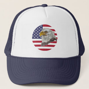 American Flag Bald Eagle  Trucker Hat