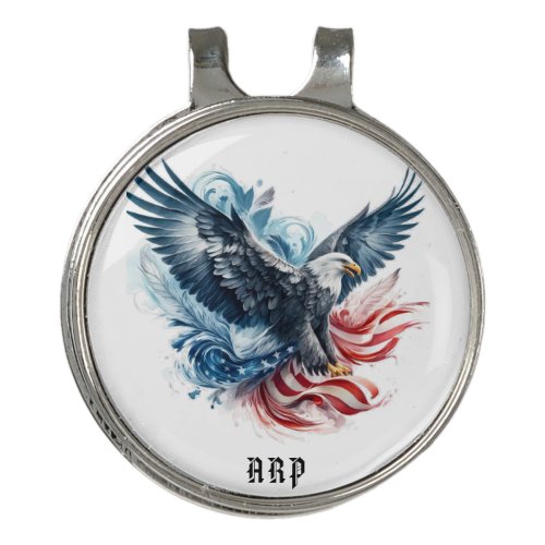  American Flag Bald Eagle USA Initials AP16 Golf Hat Clip