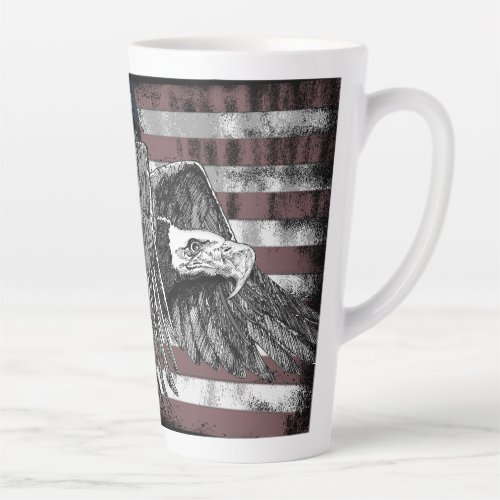American Flag Bald Eagle USA Latte Mug