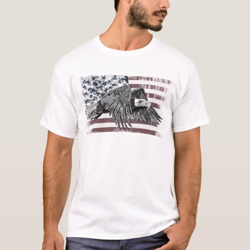 American Flag Bald Eagle USA T_Shirt