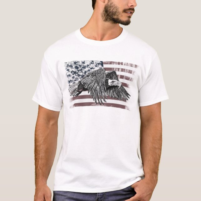 American Flag Bald Eagle USA T-Shirt (Front)