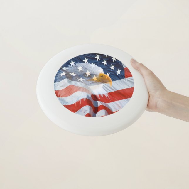 American Flag Bald Eagle Wham-O Frisbee (In Hand)