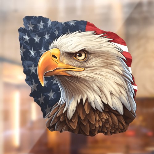 American Flag Bald Eagle Window Cling