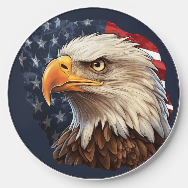 American Flag Bald Eagle Wireless Charger (Front)
