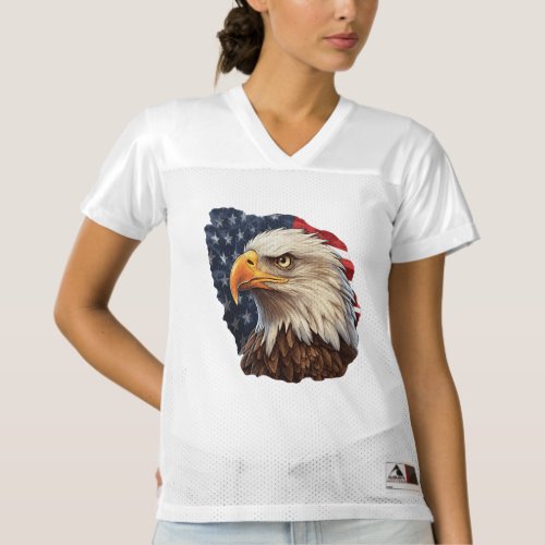 American Flag Bald Eagle Womens Football Jersey