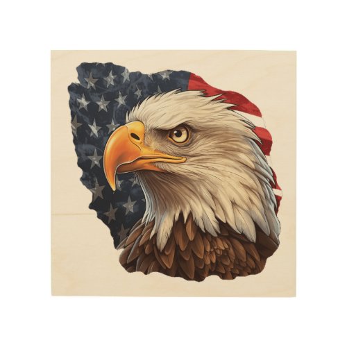 American Flag Bald Eagle Wood Wall Art