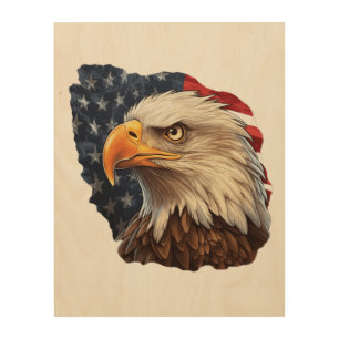 American Flag Bald Eagle Wood Wall Art