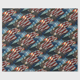 American Flag Bald Eagle Wrapping Paper
