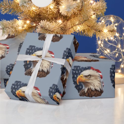 American Flag Bald Eagle Wrapping Paper