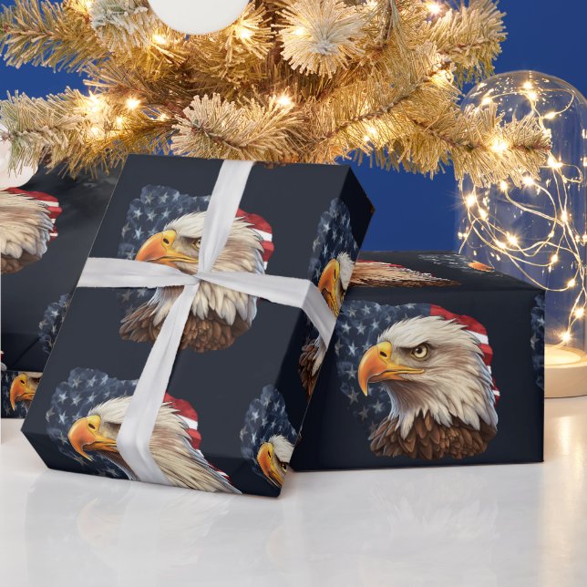 American Flag Bald Eagle Wrapping Paper (Holidays)