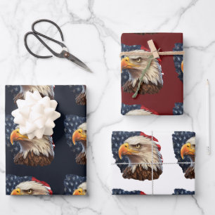 American Flag Bald Eagle Wrapping Paper Sheets