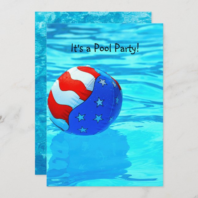 American Flag Ball Pool Party Invitation (Front/Back)