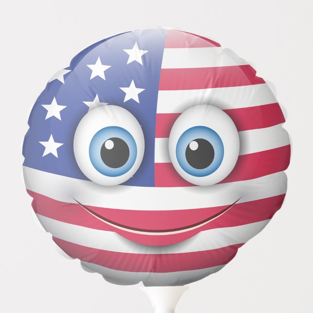 American Flag Balloon (A digital illustration depicts a round balloon designed to resemble the American flag.)