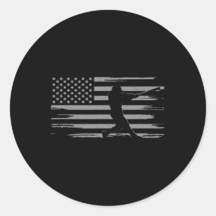 American Flag Baseball Apparel - Baseball  Classic Round Sticker