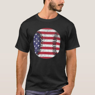 American Flag Baseball Ball July 4Th USA Flag T-Shirt