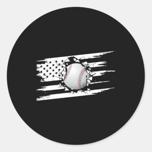 American Flag Baseball Baseball Classic Round Sticker