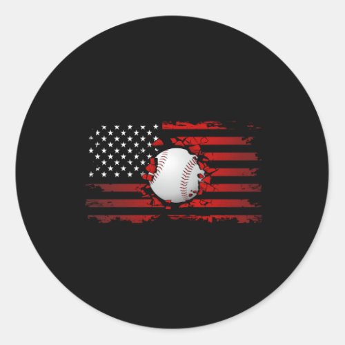 American Flag Baseball Baseball Classic Round Sticker