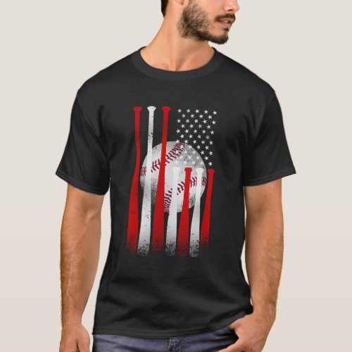 American Flag Baseball Baseball Fans T_Shirt
