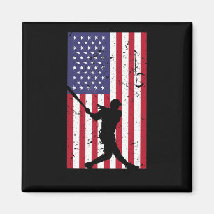 American Flag Baseball Baseball Gifts for Men Uni Magnet