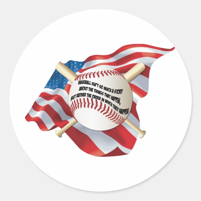 American Flag Baseball Classic Round Sticker (Front)