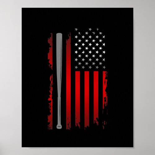 American Flag Baseball Clothing Baseball  Poster