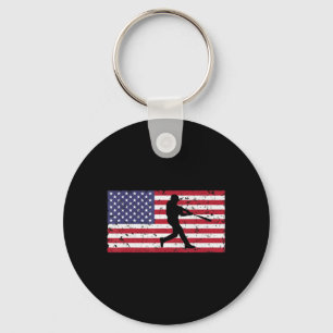 American Flag Baseball Cool Vintage Gift Jersey T Keychain