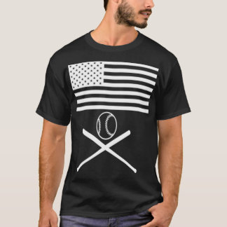 American Flag Baseball Flag white design  T-Shirt