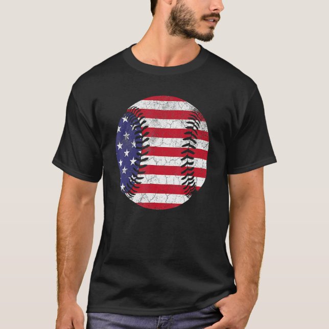 American Flag Baseball  July 4th USA Men Women Kid T-Shirt (Front)