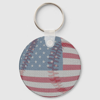 American Flag Baseball Keychain