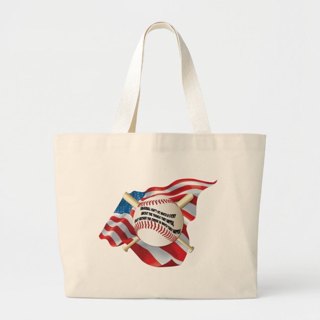 American Flag Baseball Large Tote Bag (Front)